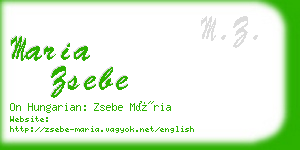 maria zsebe business card